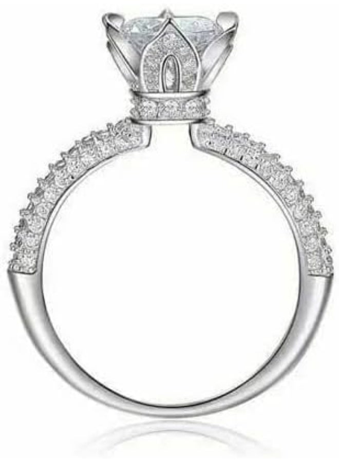 925 Italian Silver Ring White Gold Plated. - Image 2